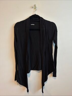 Express Open Front Black Waterfall Cardigan